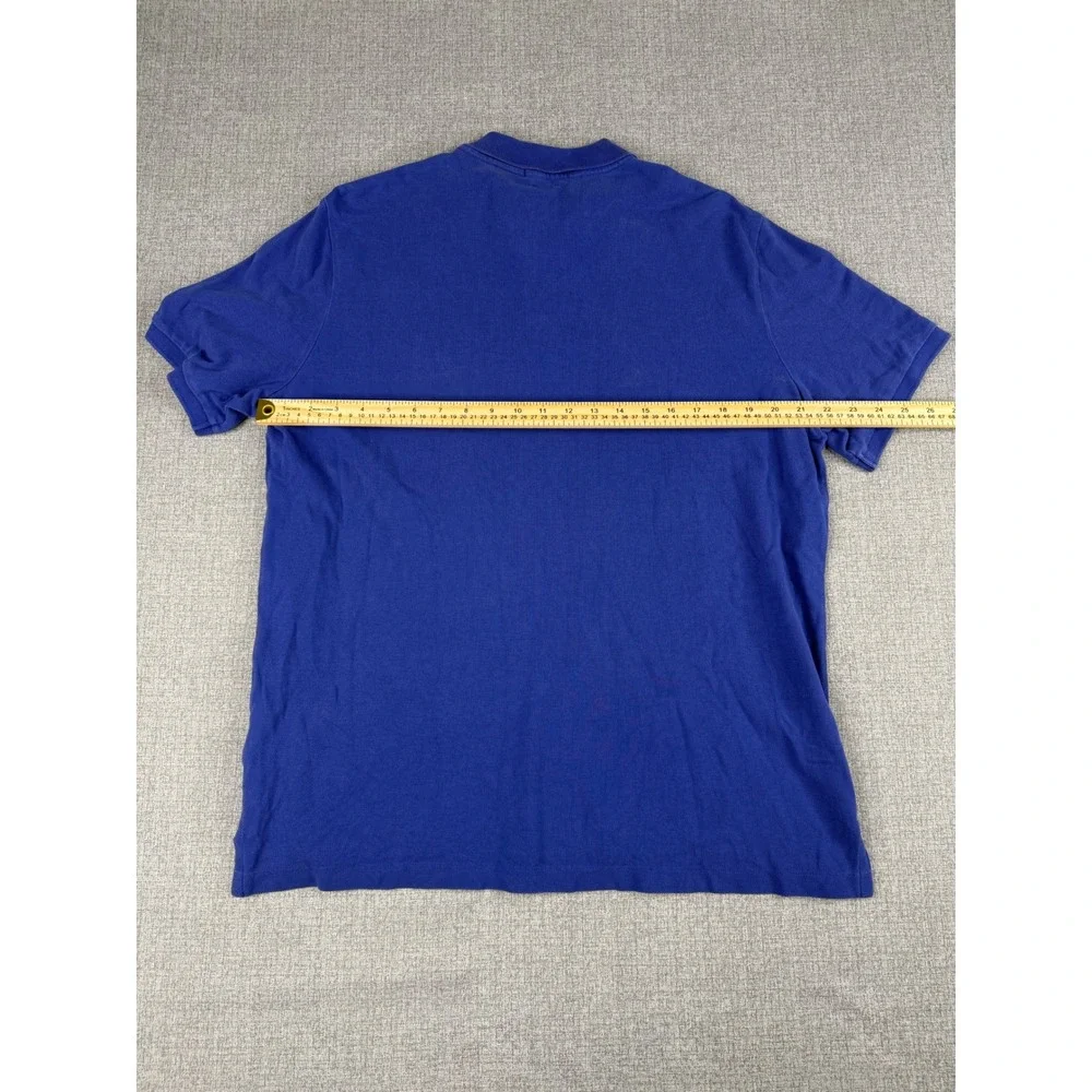 Polo Ralph Lauren Mens Classic Fit Blue Pique Polo Shirt Green Pony Large